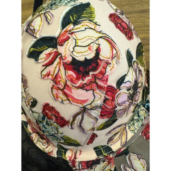 Victoria's Secret Very Sexy Push-Up 36DD Pink Floral Black Lace Corset Bustier - Picture 3 of 9